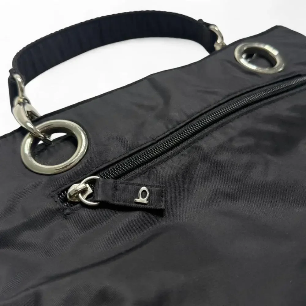 Black Bebe vintage Y2K small handbag shoulder bag with silver hardware